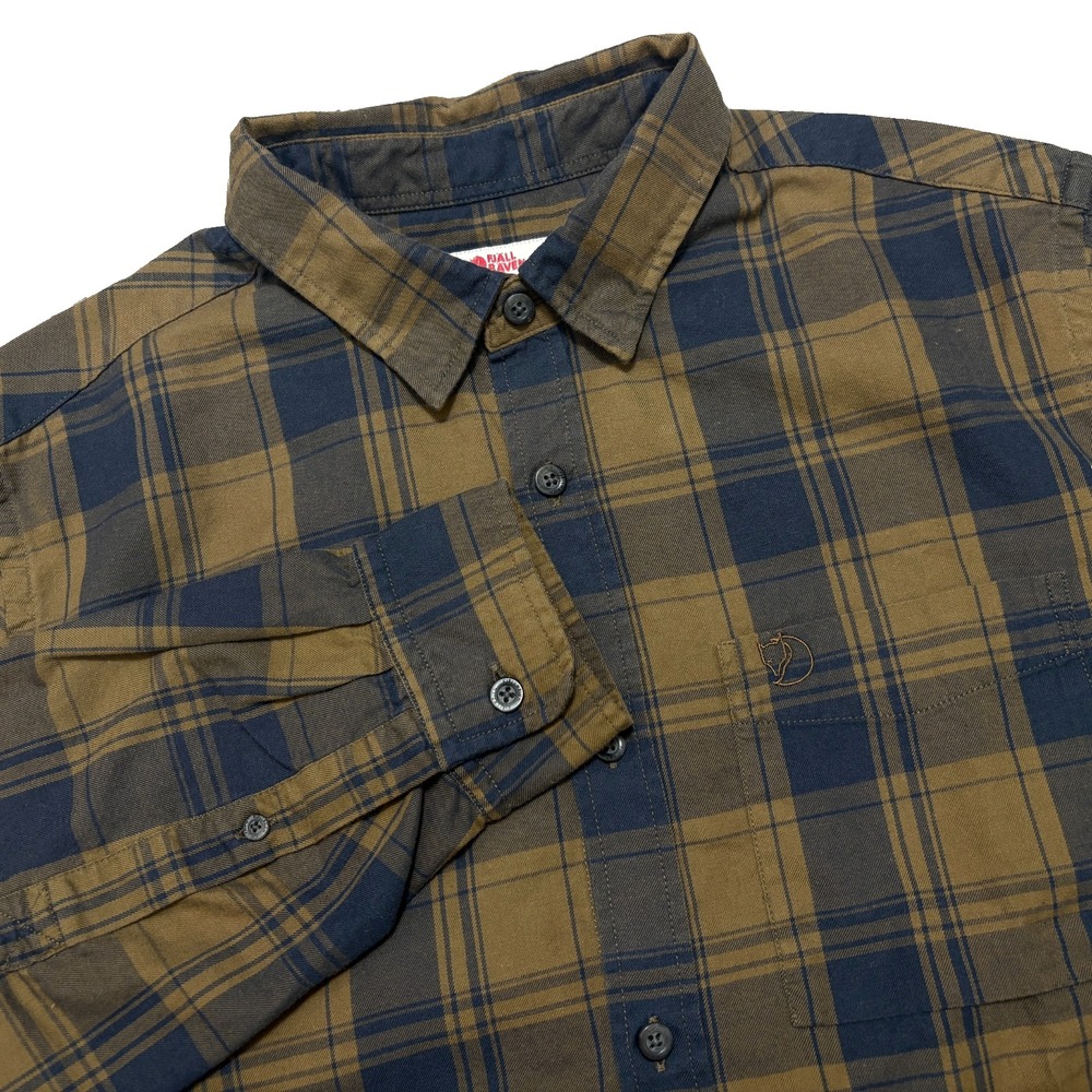 FjallRaven Ovik Flannel Shirt Mens Large Wool Blend Twill Pocket Plaid Portugal